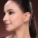 Rhodium Plated Infinity Loop White AD Stone Western Studs Earrings