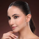 Gold Plated White AD Stone Western Hoop Earrings For Women
