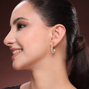 Gold Plated White AD Stone Western Hoop Earrings For Women