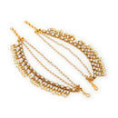 Gold Plated Royal White Pearl Ethnic Ear Chain Earrings