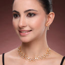 Gold Plated Brass American Diamond Pear Shape Floral Necklace Set