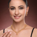 Silver Toned Brass Teardrop Floral Necklace Set for Women & Girls