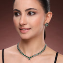 Silver Toned Brass Lotus Floral Necklace Set for Women & Girls