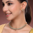 Antique Gold-Plated Traditional Temple Coin Ice-Green American Diamond Studded Necklace Set