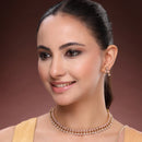 Antique Gold-Plated Traditional Temple Coin Peach American Diamond Studded Necklace Set