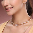 Antique Gold-Plated Traditional Temple Coin Peach American Diamond Studded Necklace Set