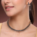 Antique Gold-Plated Traditional Temple Coin Green American Diamond Studded Necklace Set