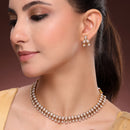 Antique Gold-Plated Traditional Temple Coin White American Diamond Studded Necklace Set
