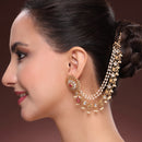 Multicolor Pearl Gold Plated Multilayer Ethnic Ear Chain Earrings