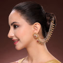 Gold Plated Multicolor Pearl Star Ethnic Ear Chain Earrings