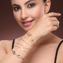Gold Plated Multilayer Withe CZ Stone Contemporary Stack Bracelet