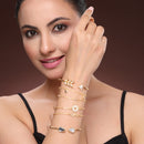 Gold Plated Multilayer Withe CZ Stone Contemporary Stack Bracelet