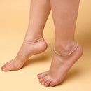 Silver-Plated Sleek Silver-Toned Chain Anklet for Women