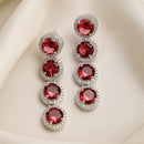 Rhodium Plated Silver Toned with Green American Diamonds Dangler earrings