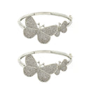 Rhodium Plated Set Of 2 Silver Toned Openable Cuff for Women