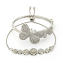 Rhodium Plated Set Of 2 Silver Toned Openable Cuff for Women