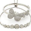 Rhodium Plated Set Of 2 Silver Toned Openable Cuff for Women