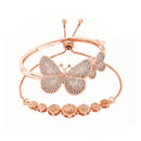 Set of 2 Rose Gold Plated Brass Crystal Bracelet & AD Contemporary Kada Bangle Jewellery Set)