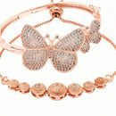 Set of 2 Rose Gold Plated Brass Crystal Bracelet & AD Contemporary Kada Bangle Jewellery Set)