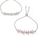Rhodium Plated AD Studded Silver Plated Adjustable Chain Set Of 2 Bracelet For Women