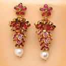 Gold Plated Floral Shape CZ Studded Ethnic Jhumka Jhumki Earrings