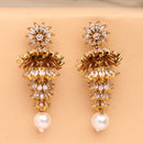 Gold Plated Floral CZ Studded Ethnic Jhumka Jhumki Earrings