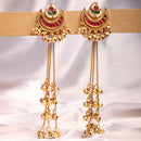 Gold Plated Royal Ethnic Long Chain Ghungroo Kashmiri Earrings