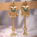 Gold Plated Festive Long Chain Ethnic Ghungroo Kashmiri Earrings