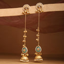 Gold Plated Long Chain Pearl Ethnic Kashmiri Earrings