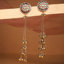Gold Plated Ethnic Party Wear Long Ghungroo Kashmiri Earrings