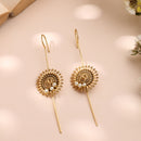 Gold Plated Antique Finish Circular Design Pearl Drop Ear Cuff