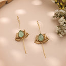 Gold Plated Lotus Shape AD Stone Contemporary Ear Cuff Earrings For Women