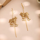 Gold Plated Antique Earrings With Pearl Drop Ear Cuff