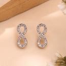 Rhodium Plated Infinity Loop White AD Stone Western Studs Earrings