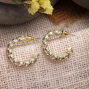 Gold Plated White AD Stone Western Hoop Earrings For Women