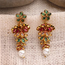 Gold Plated Floral Shape CZ Studded Ethnic Jhumka Jhumki Earrings