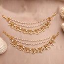 Multicolor Pearl Gold Plated Multilayer Ethnic Ear Chain Earrings