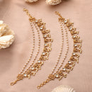 Multicolor Pearl Gold Plated Multilayer Ethnic Ear Chain Earrings