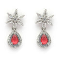 Rhodium Plated Silver-Tone Floral Designer American Diamond Necklace Set