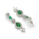 Silver Plated Brass AD Teardrop Halo Necklace Set)