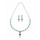 Silver Plated Brass AD Teardrop Halo Necklace Set)