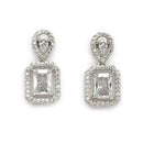 Rectangular White Stone Necklace Set