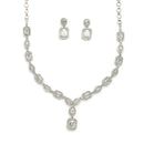 Rectangular White Stone Necklace Set