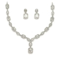 Rectangular White Stone Necklace Set