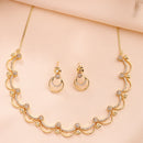 Gold Plated Rose Shaped White American Diamond Studded Jewellery Set