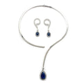 Luxury Blue Stone Lariat Necklace Set