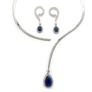 Luxury Blue Stone Lariat Necklace Set