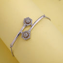 Rhodium Plated Silver Toned Cubic Zirconia Studded Adjustable Bracelet