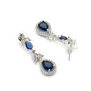Silver Plated Brass AD Teardrop Halo Necklace & Earrings set