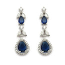 Silver Plated Brass AD Teardrop Halo Necklace & Earrings set
